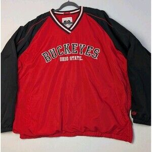 58 Sports Ohio State Buckeyes Red & Black 3XL Pull-Over Heavy Windbreaker Jacket